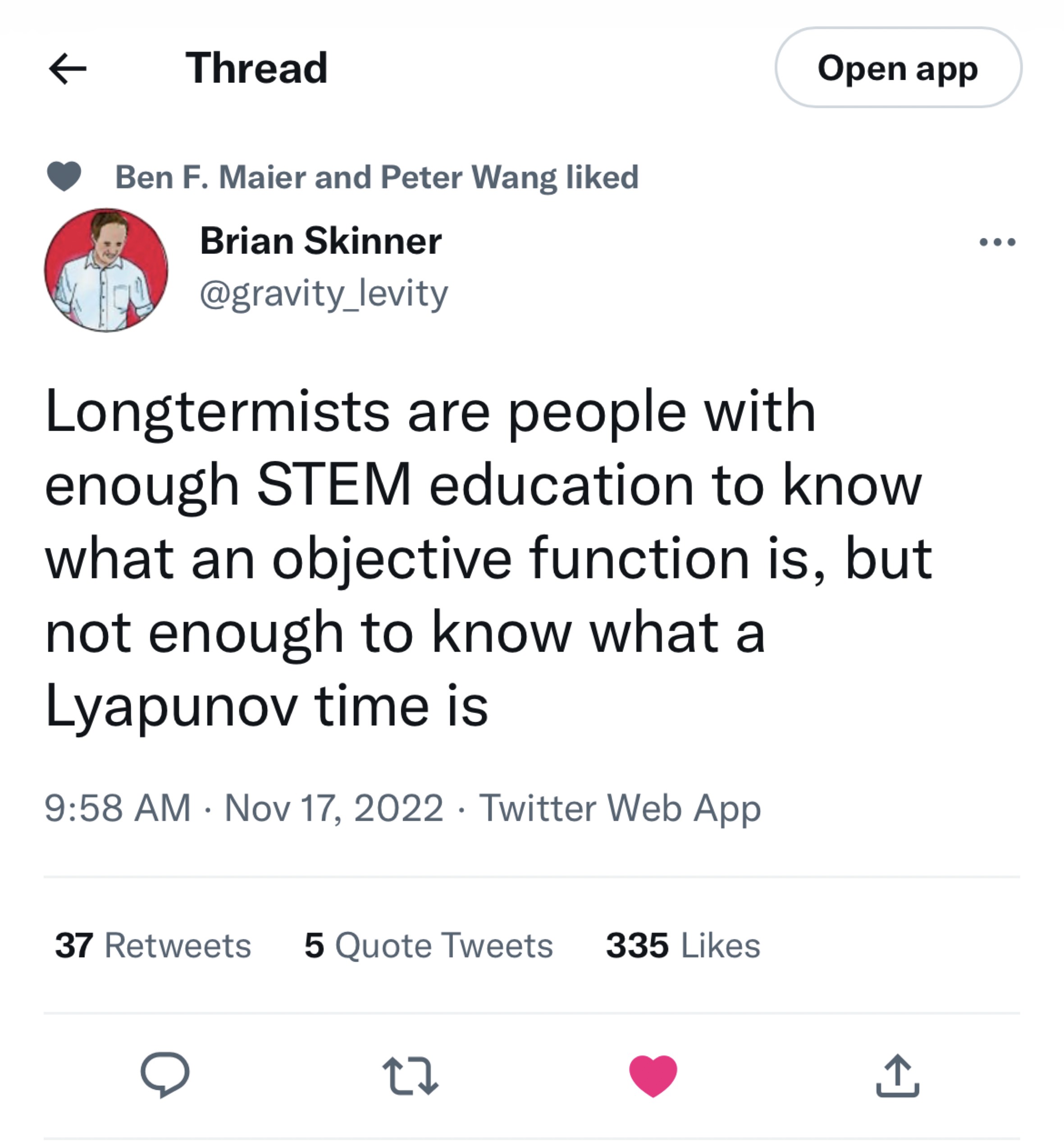 Longtermists are people with enough STEM to know objective function but not enough to know Lyapunov time